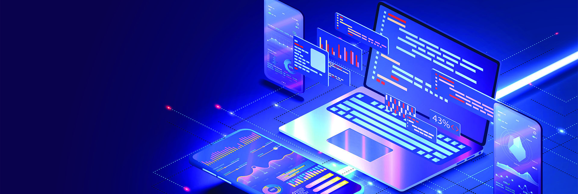 Datenintegration dargestellt an mehreren Displays und Dashboards